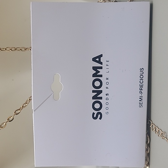 Long gold tone necklace with semi-precious pink stone by Sonoma - Picture 7 of 8